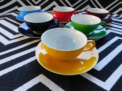 Ritka Hollóházi retro színes teáskészlet -  (mid century)