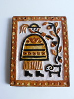 Borsódy ágnes ceramic wall decoration - flutisting shepherd