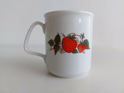 Retro lengyel porcelán szamócás bögre régi epres teás csésze
