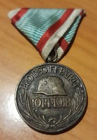 Magyar Háborús Emlékérem 1914-18 PRO DEO ET PATRIA . koradeli öntött db ,eredeti szalag. POSTA VAN !