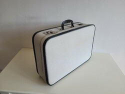 Régi retro szürke fekete mid century bőrönd koffer 57 x 39 cm táska utazótáska