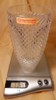 Nachtmann gyönyörűen metszett kristály váza, jelzett, nehéz több mint 1 kg, 20 cm magas