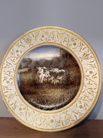 Különleges festett Zsolnay tányér antik