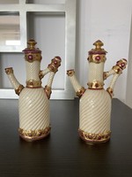 Antique Zsolnay decorative jug with a pair of lids from the old ivory - notched series