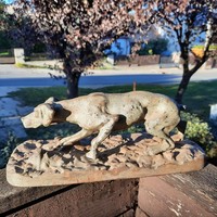 Antique cast iron hunting dog statue 1905. Russian signal marked