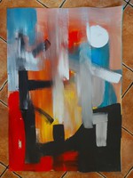 70X100 cm, painting, abstract, cardboard, oil