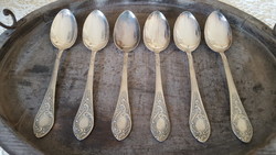 6 old Russian silver-plated spoons.