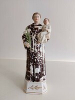 Régi porcelán Szent Antal figura St. Antonius vallási szobor kegytárgy