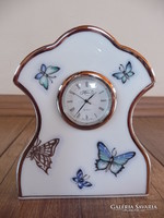 Herendi platinával festett pillangós óra