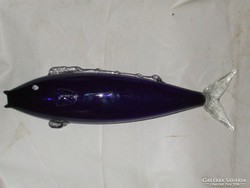 Large cobald blue glass fish