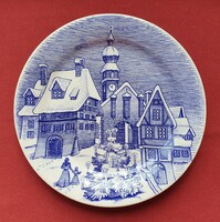 Ironstone Tableware angol jelenetes kék porcelán tányér karácsonyi