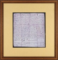 1K869 framed foundation certificate of Pannonhalm Abbey 31.5 X 30.5 Cm
