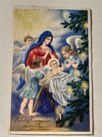 Old Christmas postcard 1936 angelic postcard