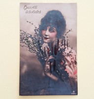Old Easter postcard circa 1920 female photo postcard