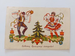 Old Christmas postcard 1939 Hungarian postcard in traditional costume