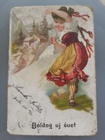 Old New Year postcard 1900. Annual postcard