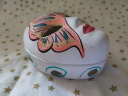 Venetian carnival ceramic mask box / container with lid