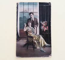 Old postcard 1916 love couple photo postcard