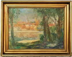 Miklós Göllner's (1902 - 1977) painting in Szentendre with an original guarantee!