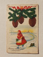 Old Christmas postcard 1941 illustrated postcard in folk costume