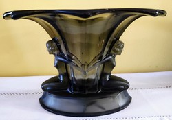 The art deco olive green vase is flawless
