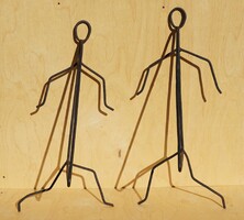 Old retro figural wrought iron bent iron shelf shelf holder stick man figure