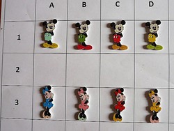 Mickey, Minnie egér gomb, fagomb gyűjteményből ruhára, táskára, scrapbookinghoz