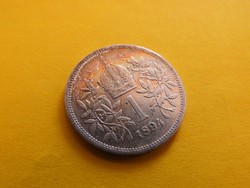 1894 ezüst 1 korona osztrák corona Ferenc József egyik oldalon kezdődő aranypatina (IK8-15)