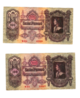 100 Pengő  bankjegy - 1930 - 2 db