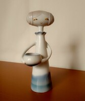 Marked aquincum porcelain figure statue aquazur girl with bowl flawless rare collectors autumn sábo antónia