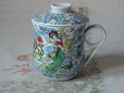 Kínai porcelán fedeles csésze, bögre