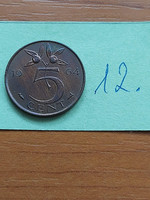 Netherlands 5 cents 1964 fish, bronze, queen juliana 12.