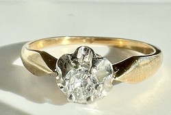 577T. 1 Forintról! Briliáns (0,15 Ct) 14k Arany (2,0 g) Szoliter gyűrű, Top Wesselton hibátlan kővel