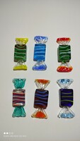 Muránói üveg szaloncukor dekoráció originál dobozában certifikációval 6 darab
