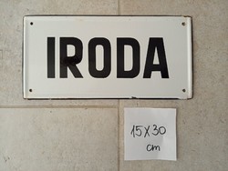 Régi zománc tábla, IRODA, 15x30cm (kb. 50-60 éves ) jó állapotban