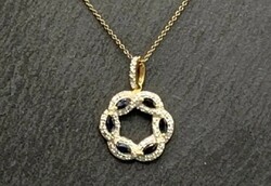 Genuine natural sapphire gemstone pendant, 14k gold plated, 925 hallmarked
