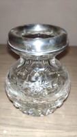 Silver rimmed crystal vase