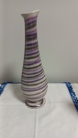 Retro applied art striped ceramic vase, luster glazed, marked, flawless.