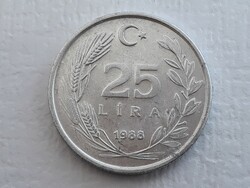 Törökország 25 Líra 1988 érme - Török Köztársaság 25 líra 1988 külföldi pénzérme