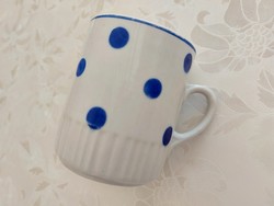 Régi Zsolnay porcelán kék pöttyös bögre népi teás csésze