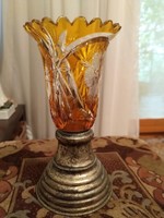 Antik ezüst talpas kristály kehely váza