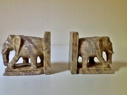 Pair of old marble elephant bookends
