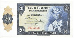 Poland 20 zloty money of the government in exile 1939 replica unc