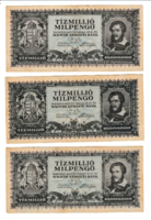 1946 - Tízmillió  Milpengő  bankjegy - 3 db