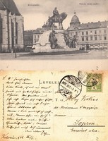 Statue of King Matthias of Cluj 1906. There is a post office!