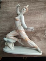 Dancing woman porcelain figurine from Hólloháza