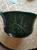 Mezőtúri glazed ceramic large pot with handle. New with a diameter of 24 cm