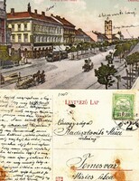 Debreczen Fő utca (Felső része) 1915       .Posta van !