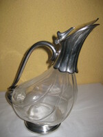 Silver-plated duck-shaped glass carafe, spout. Negotiable!