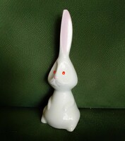 Rare aquincum porcelain standing eared rabbit bunny figure sculpture white, marked, gray tailor Antonia